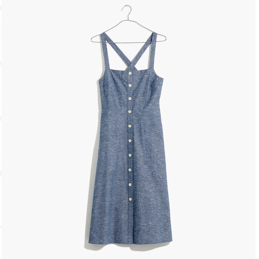 Madewell Chambray Tank Button-Front Midi Dress